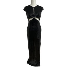 Carla Westcott Black Sequins Cut-out Gown Sample Size 8