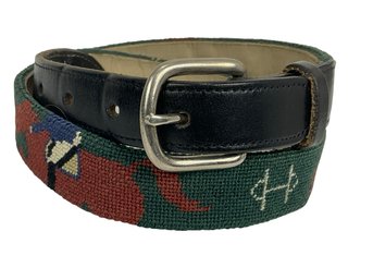 Equestrian Needlepoint Belt Horse And Jockey