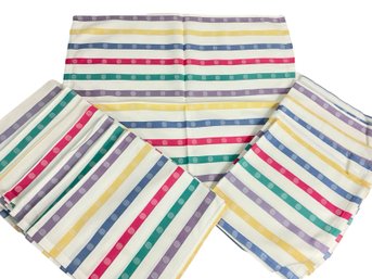 13 Colorful Striped Cotton Dinner Napkins