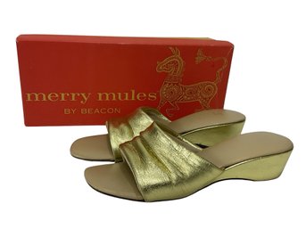 Vintage Merry Mules By Beacon Gold Sandals Size 6M