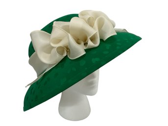 Suzanne Couture Millinery Green Hat With Bow