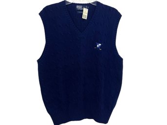 Polo Ralph Lauren Navy Blue Cable Knit Sweater Vest Size L New With Tags