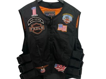 Daniel Smart Motocycle Vest With Harley Davidson Patches Size L