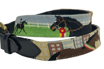 Equestrian Needlepoint Leather Belt XLP