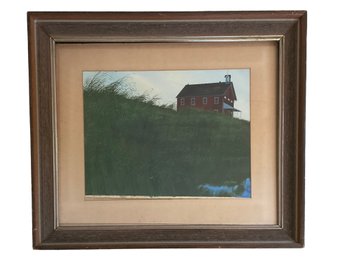 Allen Ulmer Red School House Painting Signed By Artist 1973
