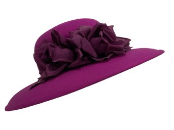 Suzanne Couture Millinery Fuchsia Hat With Flowers