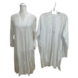 Pair Of White Cotton Cover-ups