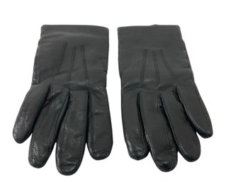 Grant Thomas Mens Black Leather & Cashmere Gloves Size S