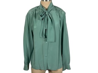 Omanti Green Silk Blouse - Size 10