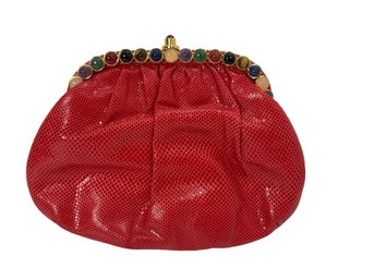 Judith Leiber Red Snakeskin Handbag