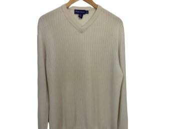 Ralph Lauren Purple Label Cream Cashmere Sweater Size M