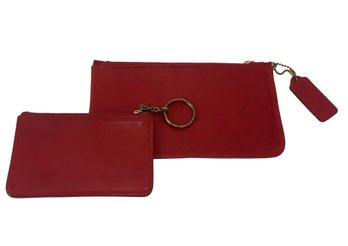 Vintage Coach Red Leather Pouch And Key Wallet