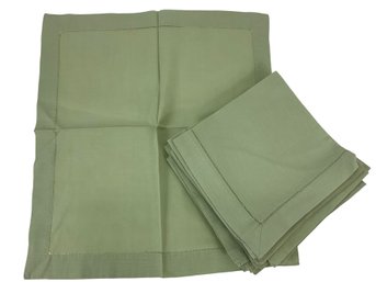 Green Linen Napkins Set Of 14