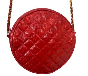 Red Orange Round Handbag With Chain Strap