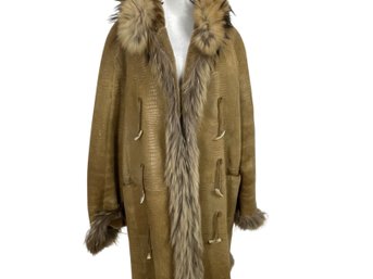 Amazing Rizal Mouton Shearling Coat With Fur Trim