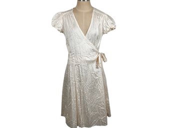 Calypso Off-white Short Sleeve Silk Dress Size M
