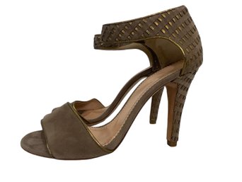 Chloe Woven Suede Heeled Sandals Size 36