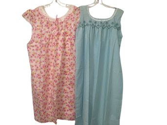 Vintage Pair Of Blue And Pink Nightgowns