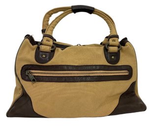 Tan & Brown Canvas Handbag