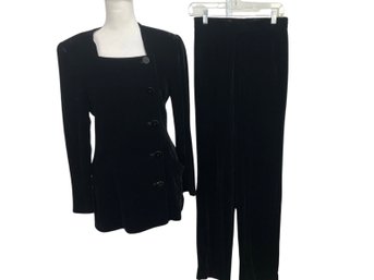 Dana Buchman Black Velour Jacket & Pants