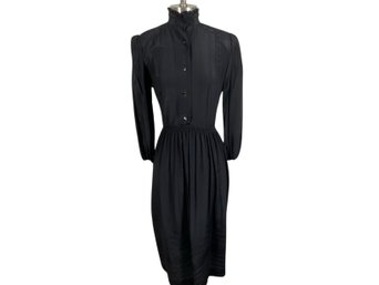Laura Biagiotti Pret A Porter Black Silk Long Sleeve Dress - Size 38