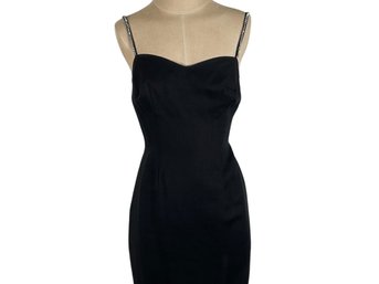 Mr Blackwell Design Little Black Dress With Rhinestone Studded Straps