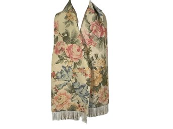 Fringed Beige Floral Scarf (2 Of 2)