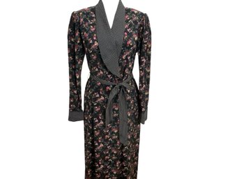 Georgette Trabolsi Black With Roses Robe Size L