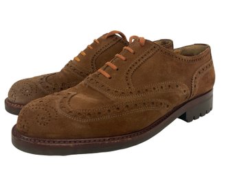 Giorgio Armani Brown Suede Wingtip Shoes Size 6.5