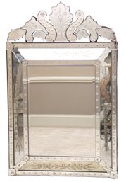 Mid Century Etched And Beveled Venetian Mirror
