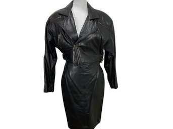 Tammery West Black Leather Skirt And Jacket Size M