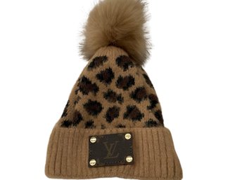 Louie Vuitton Leopard Pom Pom Beanie