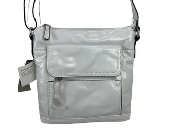 Giani Bernini Glossed White Leather Shoulder Bag New With Tags