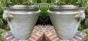 Pair Of Stone Fluted Handle Planters