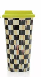 MacKenzie-Childs Set Of 3 Courtly Check Travel Mugs Tumbler Coffee Cups