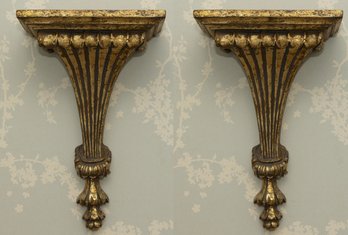 Antique Guilded Italian Pair Wall Sconces