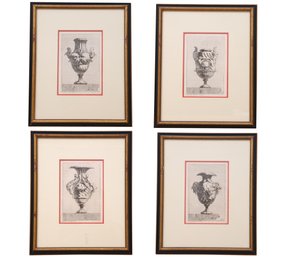 Jacques-Francois-Joseph Saly (1717 - 1776) Suite Of Four Neoclassical Vases Framed Etchings