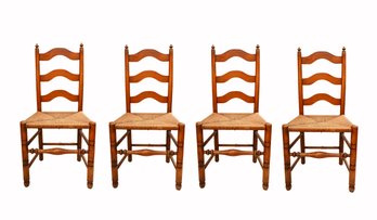 Set Of 4 Ladder Back Rush Seat Chairs