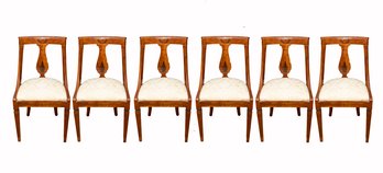 Italian Charles X Style Inlaid Mahogany Chairs - A Set Of 6