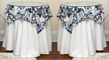 Pair Of Skirt Covered Side Tables