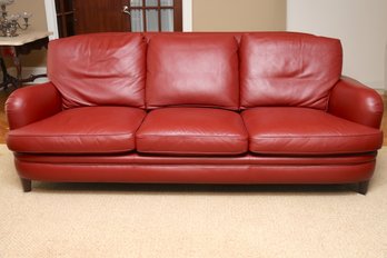 Donghia John Hutton Red Leather Three Seat Sofa