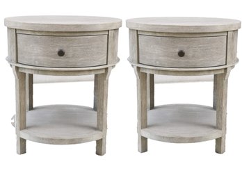 Pottery Barn Gray Round Nightstands