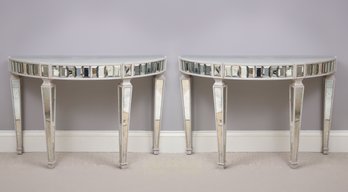 Amy Howard Mirrored Demilune Tables