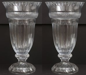 Pair Of Crystal Trophy Vases