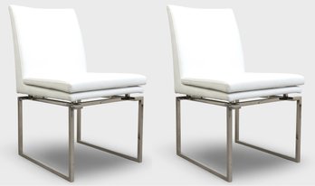 Nuevo Living Leather And Chrome Side Chairs- A Pair