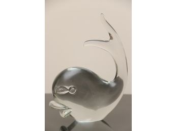 Ronneby Crystal Glass Whale Sculpture