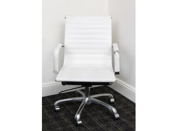 White & Chrome Leather Office Chair