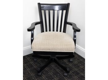 Wooden Banker's Desk Chair With Custom Cushion