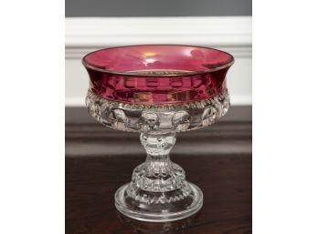 King's Crown Ruby Flashed Pedestal Compote