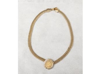 Vintage Panetta Indian Head Penny Gold Tone Necklace